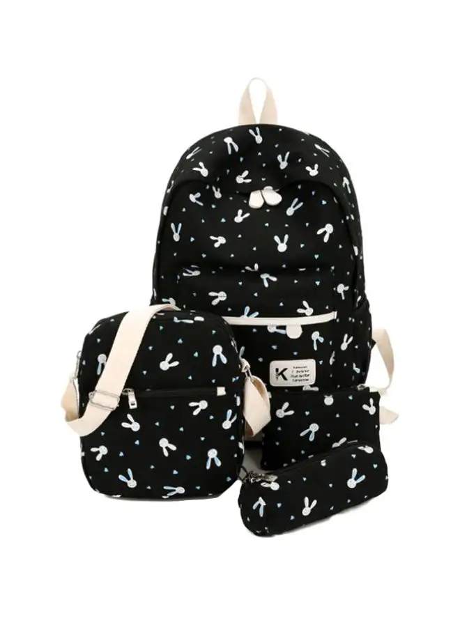 Generic 4-Piece Printed Backpack Set Black/White