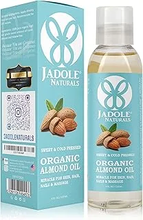 Jadole Naturals Sweet Almond Oil - 120ml | Improve Scalp Health, Hydration, Hair Growth, Volume, Nourish, Moisturize Skin, Ideal For DIY, Massage, Aromatherapy | Cold Pressed