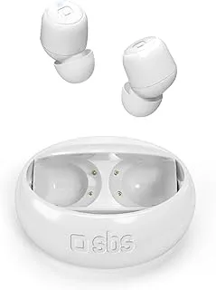 SBS Twin Spin 360 Earbuds, Long Lasting Playback, Bluetooth 5.3 Earphones, Wireless Convenient Charging Case, Built-in Hi-Res Microphone, White