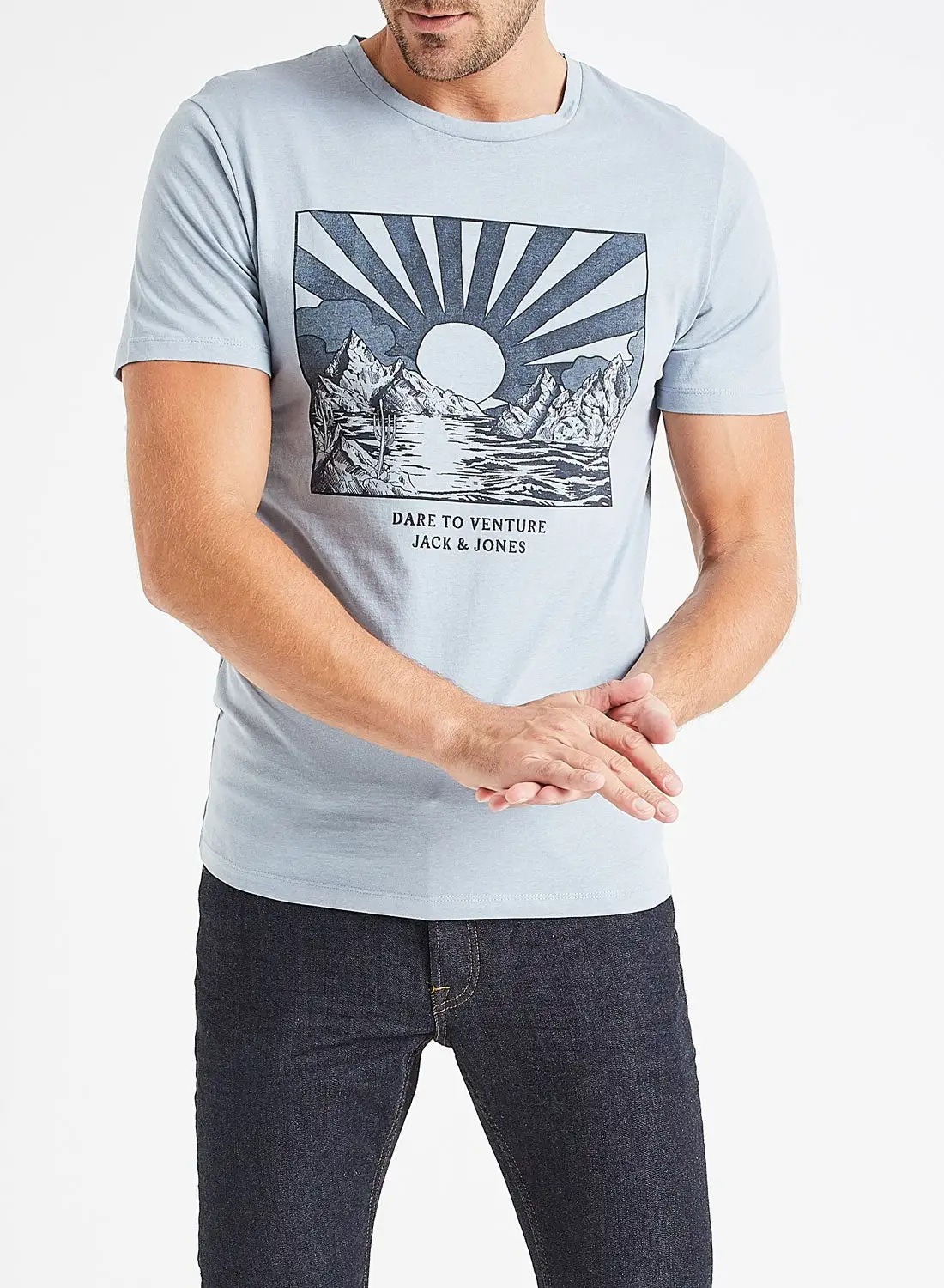 JACK & JONES Desert Graphic Print T-Shirt Blue