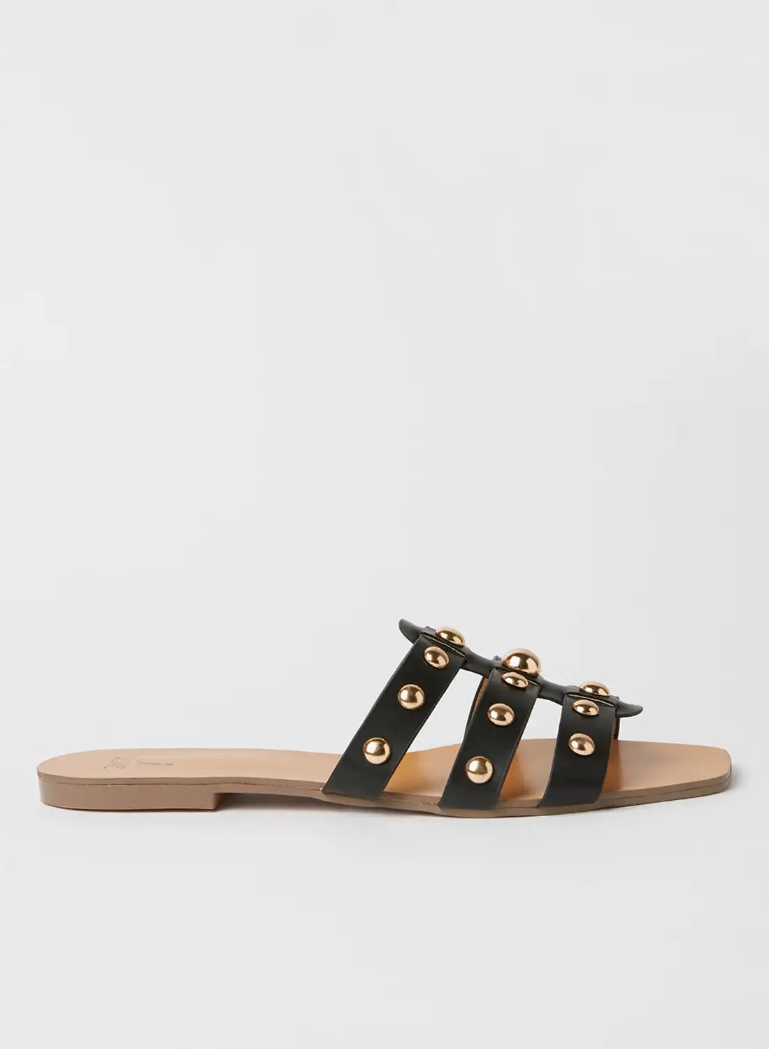 Jove Stylish Strappy Flat Sandals Black/Gold