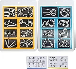 Mumoo Bear IQ Toys, IQ Test Mind Game Toys Brain Teaser Metal Wire Puzzles Magic Trick Toy,Metal Puzzle(16 Pack)