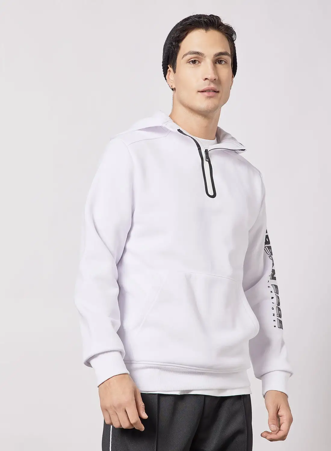 JACK & JONES Contrast Zip Hoodie White