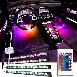 EJ's SUPER CAR Car LED Strip Light, 4pcs 36 LED Multi-Color Car Interior Lights Under Dash Lighting Waterproof Kit with Multi-Mode Change and Wireless Remote Control, Car Charger Included,DC 12V…