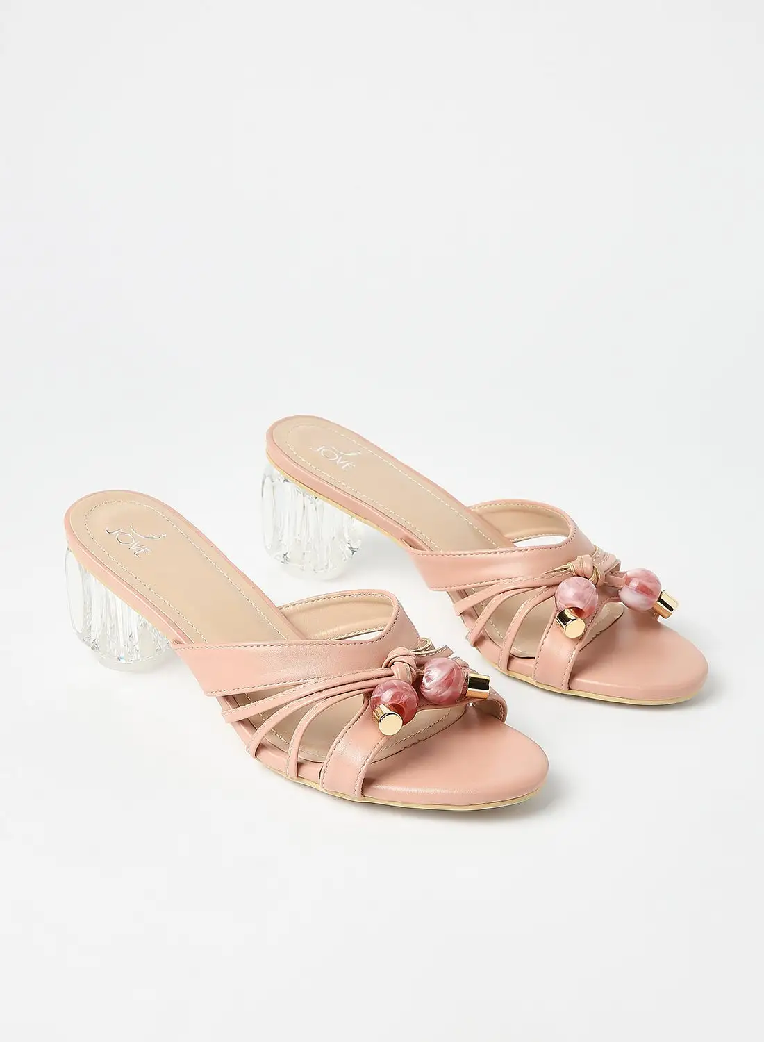 Jove Stylish Elegant Heeled Sandals Pink