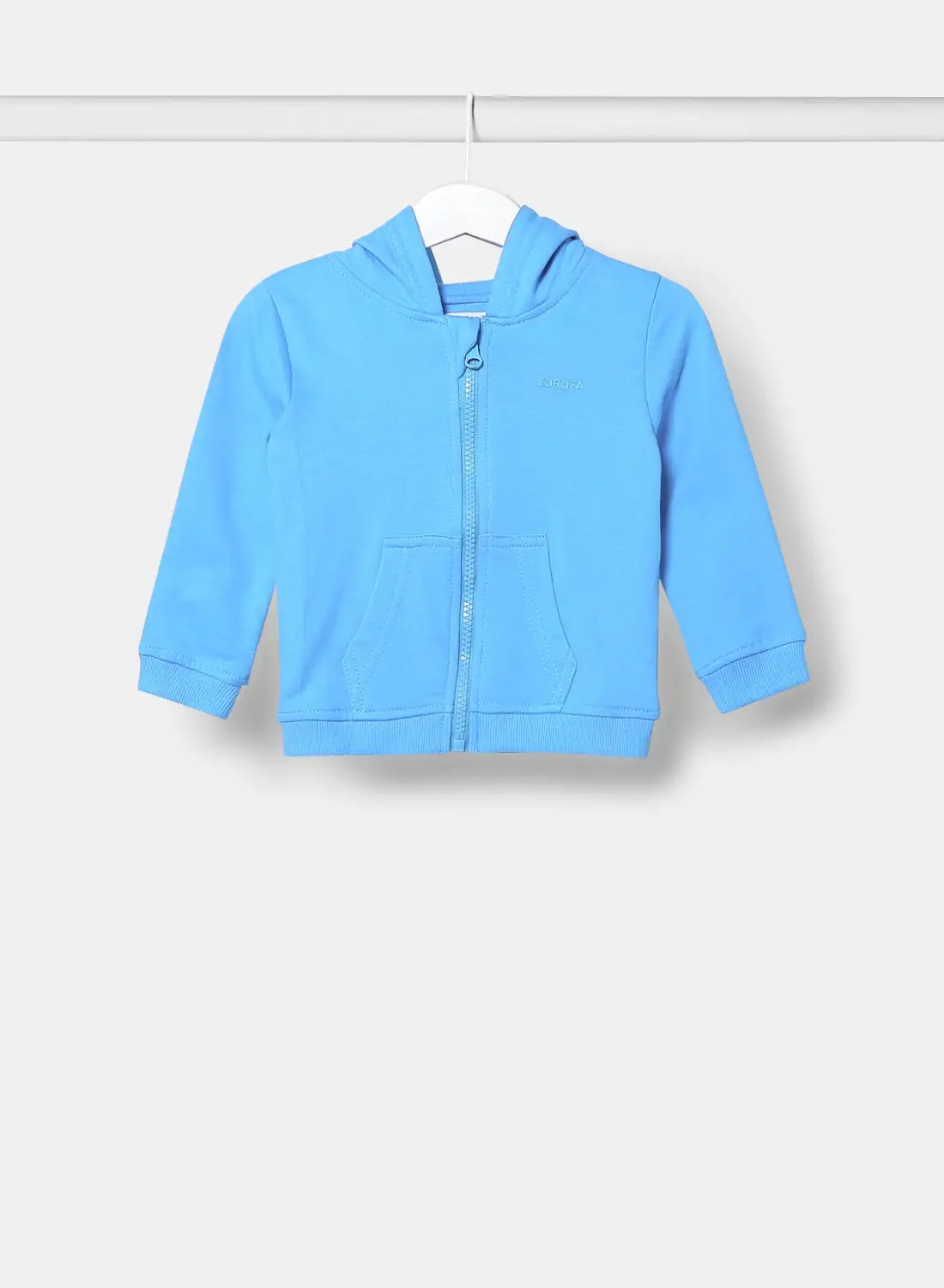 Zarafa Boys Hooded Neck Sleeve Zip-Through Cyan Blue