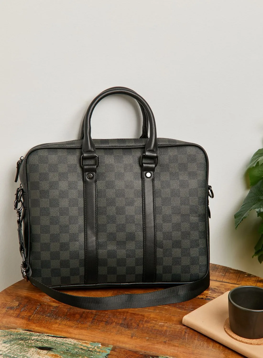 Robert Wood Check Print Laptop Bag