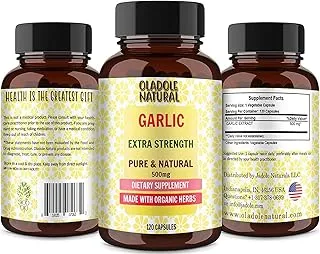 Oladole Natural Garlic Extract-1000 Mg (120 Capsules) | Odorless,Improve Immune System, Digestion, Cardiac Function, Antioxidant, Enhances Energy, Lowers Cholesterol | Non GMO, Gluten Free