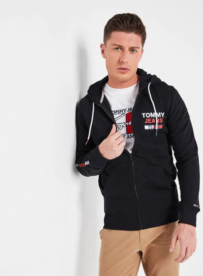 TOMMY JEANS Essential Graphic Hoodie Black