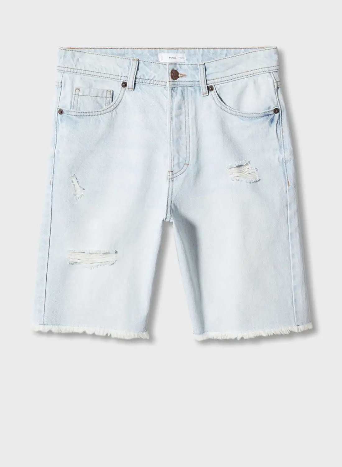 MANGO Youth Ripped Denim Shorts