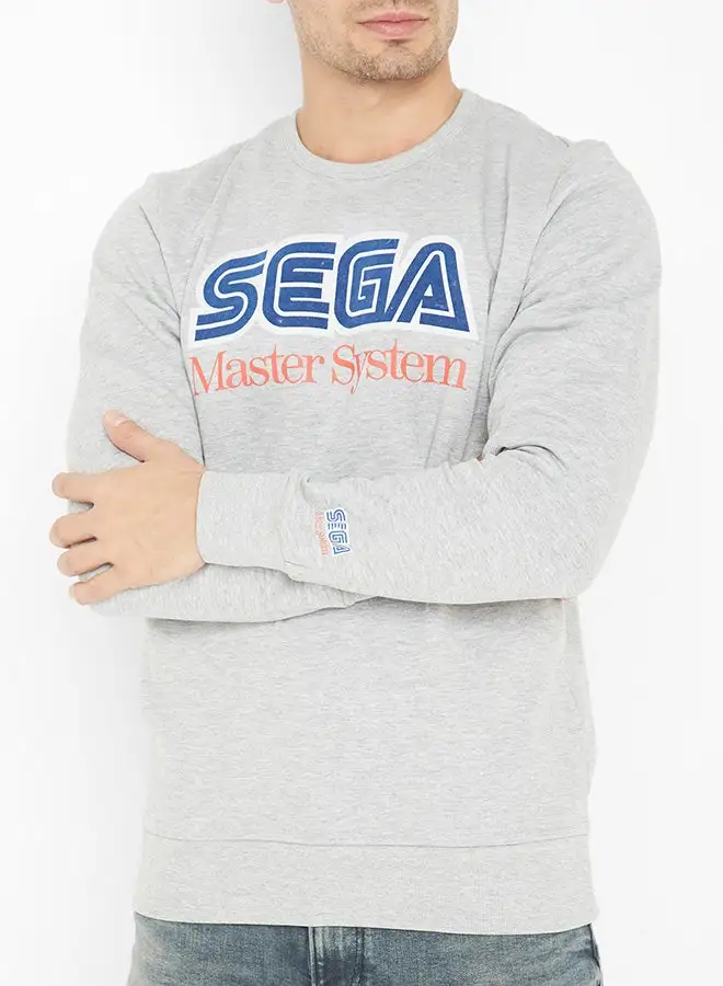 JACK & JONES Gaming Crew Neck Sweatshirt Light Grey Melange