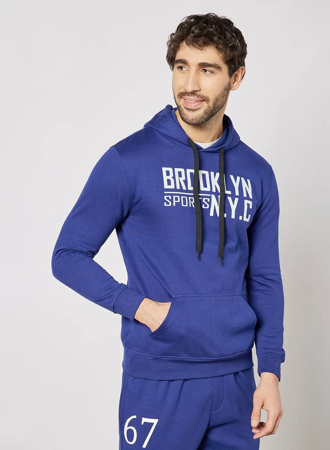 QUWA Casual Comfortable Hoodie Azure Blue