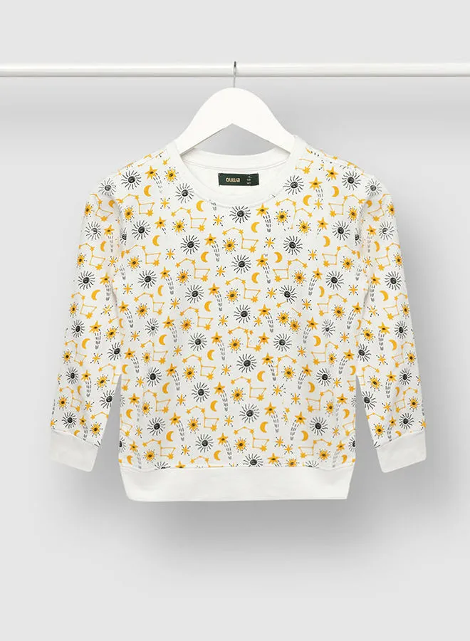 QUWA Boys All-Over Print Sweatshirt Yellow/White/Black