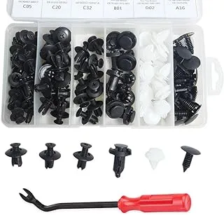 COOLBABY 100Pcs Assorted Car Body Plastic Push Retainer Pin Rivet Fasteners Trim Moulding Clip Automotive Furniture Assembly Expansion Screws Kit with Removal Tool Screwdriver for Vehicles