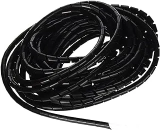 Hasanat Essentials Spiral Wire Wrap Tube Pc Manage Cable For Computer Car Cover Cover غلاف سلك ، لف سلك تجميع الأسلاك ، لف خرطوم حلزوني (12 مم 10 متر ، أسود)