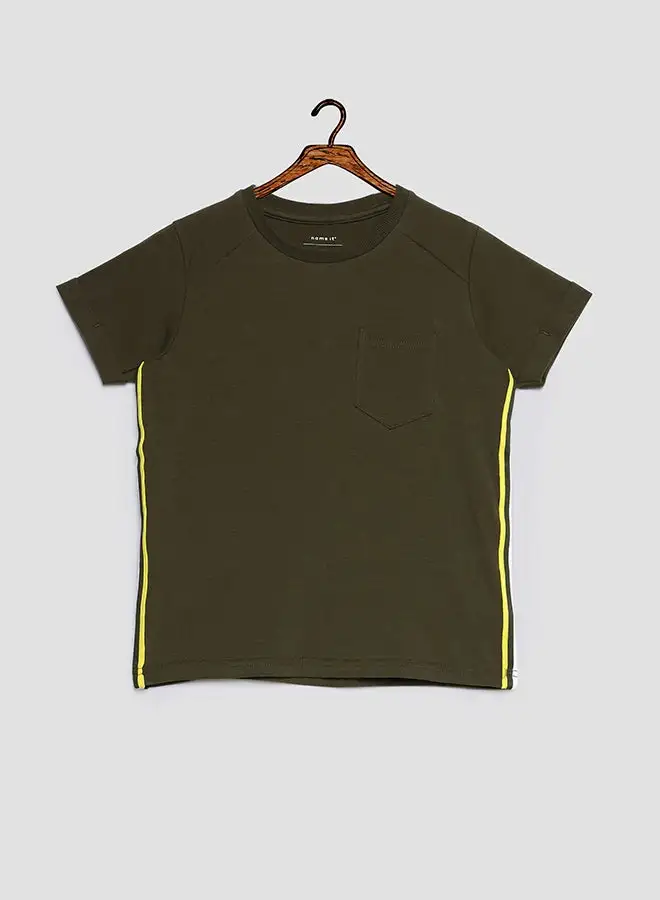 NAME IT Kids Side Stripe T-Shirt Ivy Green