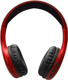 SBS Wireless Stereo On-Ear Headphones with Microphone, Bluetooth 5.0 Compatible, Long Lasting Battery Life, Deep Bass for Home, Work, Travel, Red