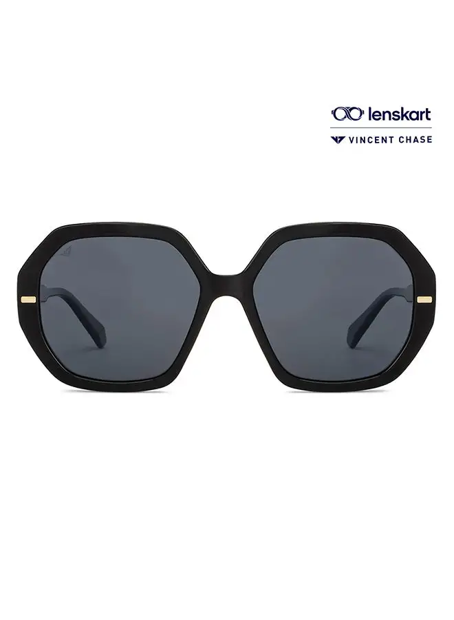 VINCENT CHASE Havana By Lenskart Full Rim Hexagon Polarized & UV Protected Sunglasses For Men & Women - VC S14676