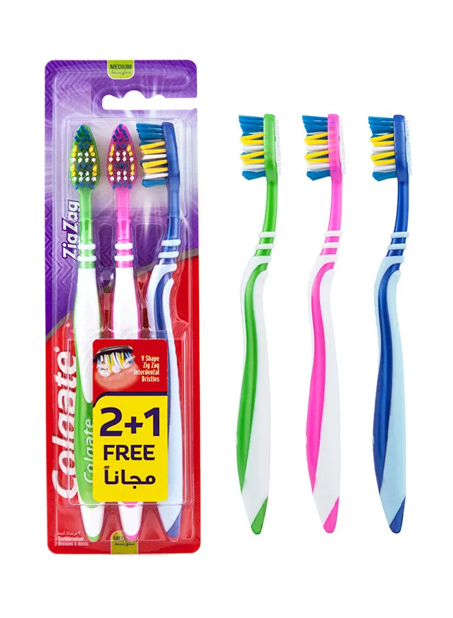 Colgate ZigZag Medium 3 Piece Multicolour