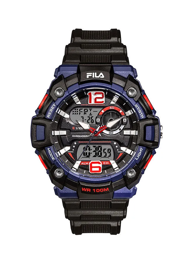 FILA Men's Analog Round Shape Silicone Wrist Watch 38-189-001 - 52 Mm