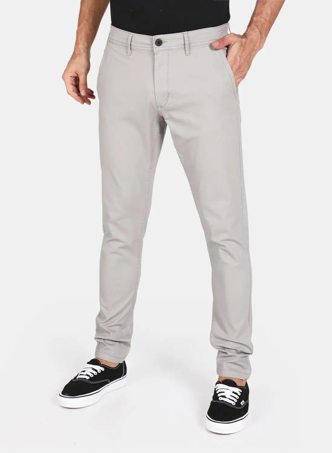 QUWA Casual Slim Fit Pants Grey