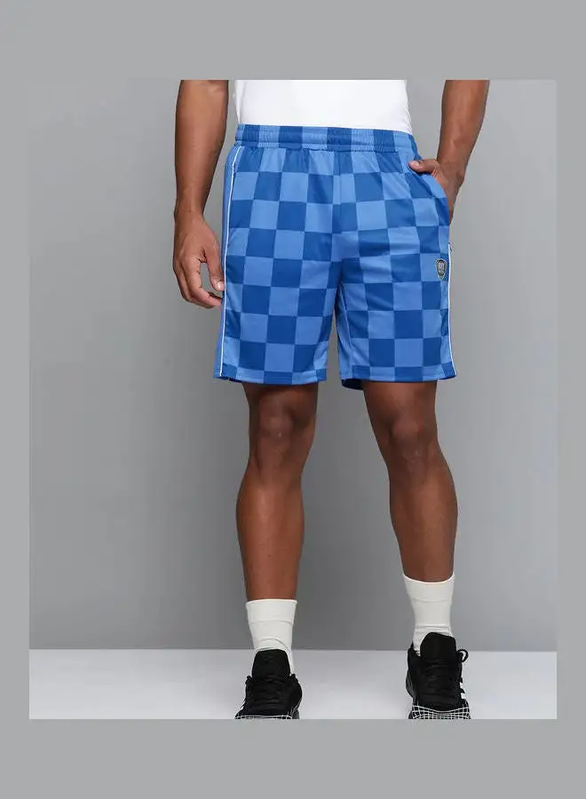 HRX by Hrithik Roshan Checked Printed Sport Shorts Blue