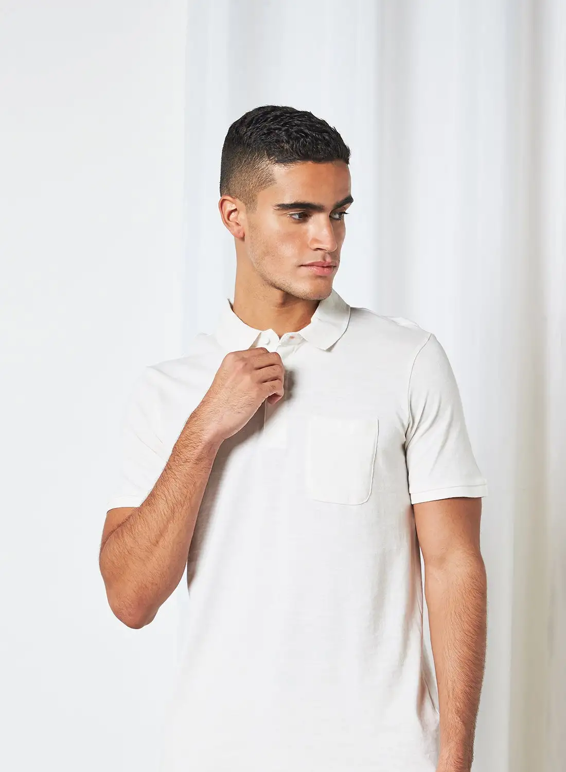 Cotton On Solid Pattern Brunswick Slub Polo White