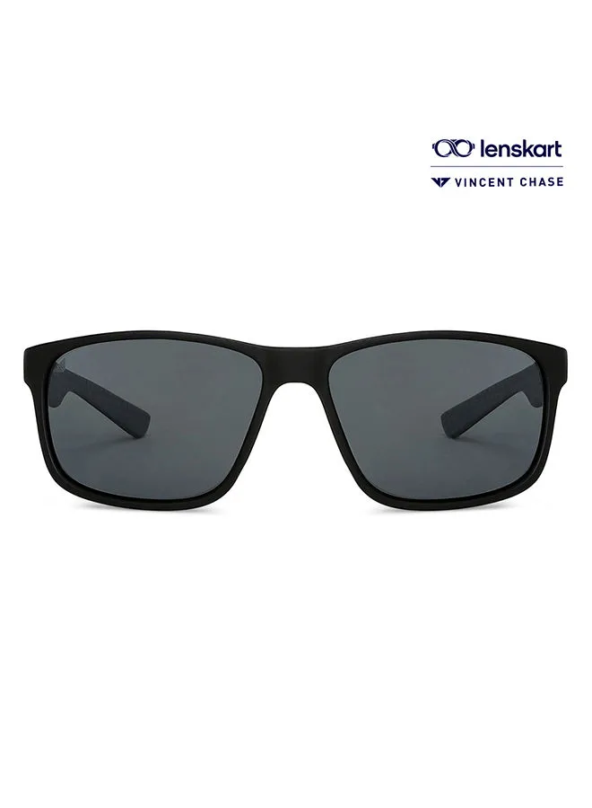 VINCENT CHASE Mirage Full Rim Sport Polarized & UV Protected Sunglasses VC S14120 - Lens Size: 53mm - Black