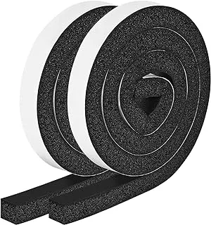 Foam Strips with Adhesive, 1 Inch Wide X 1 Inch Thick, Neoprene Weather Stripping High Density Closed Cell Foam Tape Seal for Doors and Windows Insulation, Total 13 Feet Long(6.5ft x 2 Rolls)