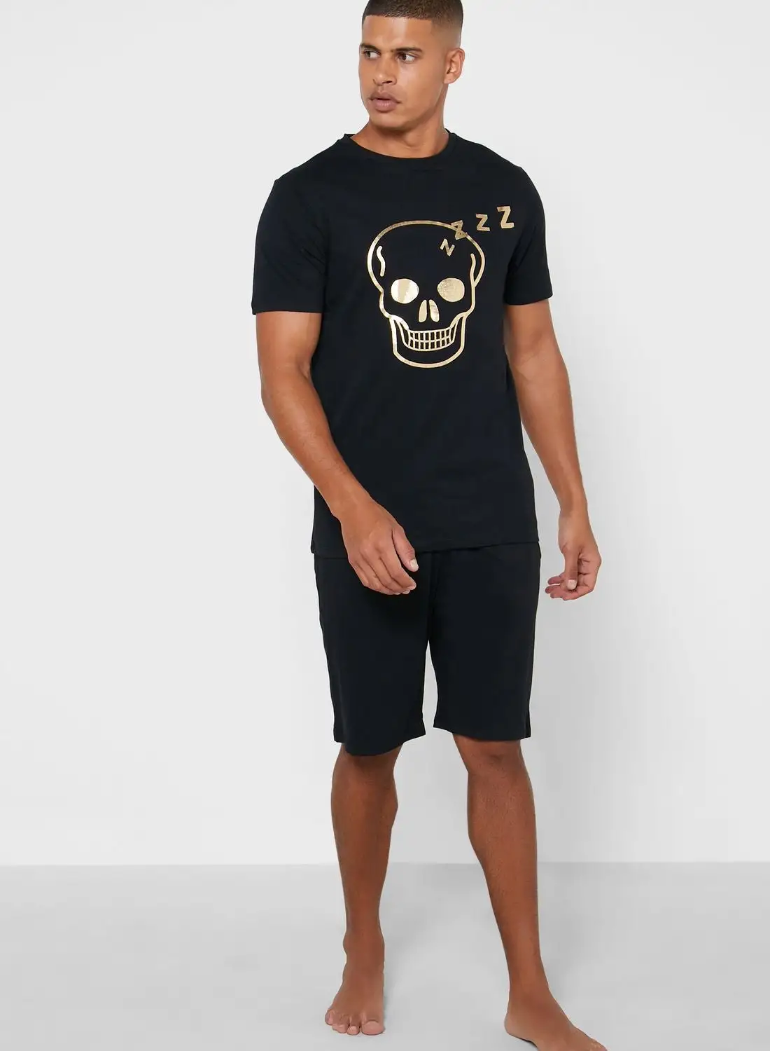 Seventy Five Metallic Skull Shorts Pyjama Set