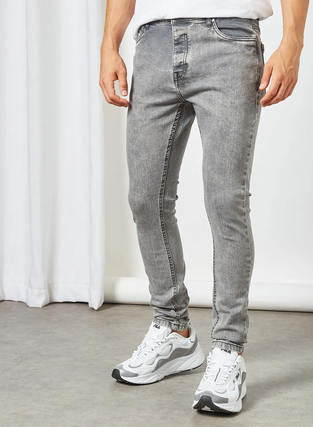 BRAVE SOUL Acid Washed Skinny Fit Jeans Grey