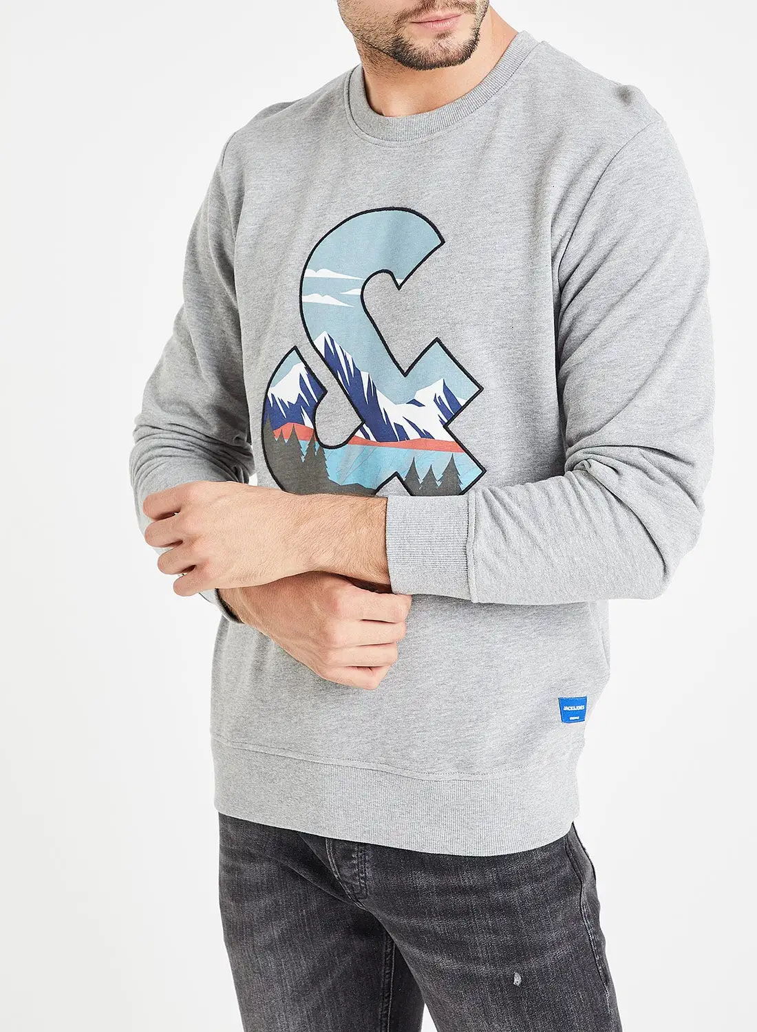 JACK & JONES Evan Crew Neck Sweatshirt Grey