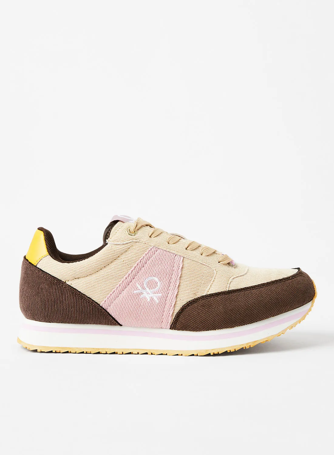 UNITED COLORS OF BENETTON Corduroy Sneakers Brown/Beige