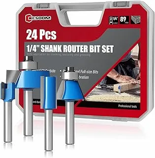 CSOOM Upgrade 24A PiecesRouter Bits , Tungsten Carbide Router Bit Set, 1/4 inch Shank，for Woodworking, All Purpose Router bit for DIY