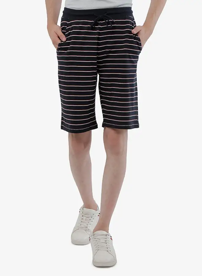 R&B Striped Shorts With Pocket Detail And Drawstring Black