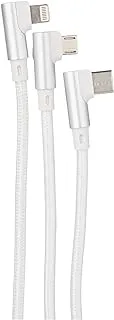 Swiss Military 3-in-1 Multi Fast Charging Cable (6FT/2M): Original 5A, Lightning/Type C/Micro, Compatible with iPhone/Huawei/Samsung/OPPO/VIVO/Xiaomi/Honor, 5Amps – White