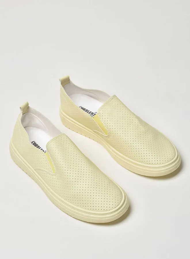 Cobblerz Dotted Texture Detail Lightweight Casual Slip-On Shoes Yellow