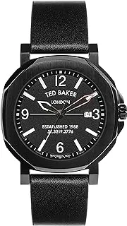 Ted Baker Actonn Black Leather Strap Watch (Model: BKPACS2019I), Black, Modern