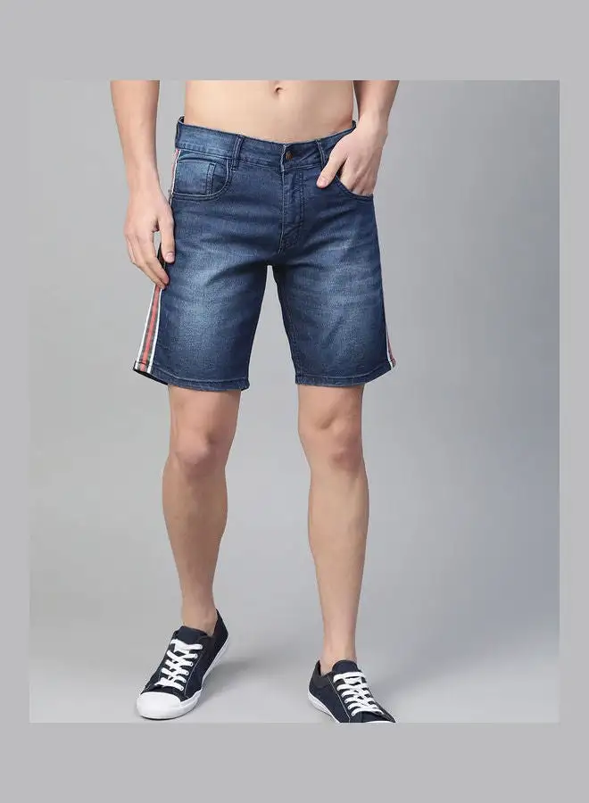 Kook N Keech Casual Mid-Rise Denim Shorts Navy Blue