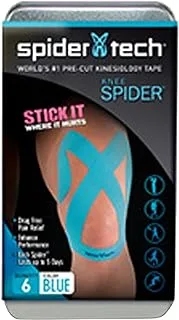 SPIDERTECH Kinesiology Tape - Precut Upper Knee - 6 pack tin, Blue