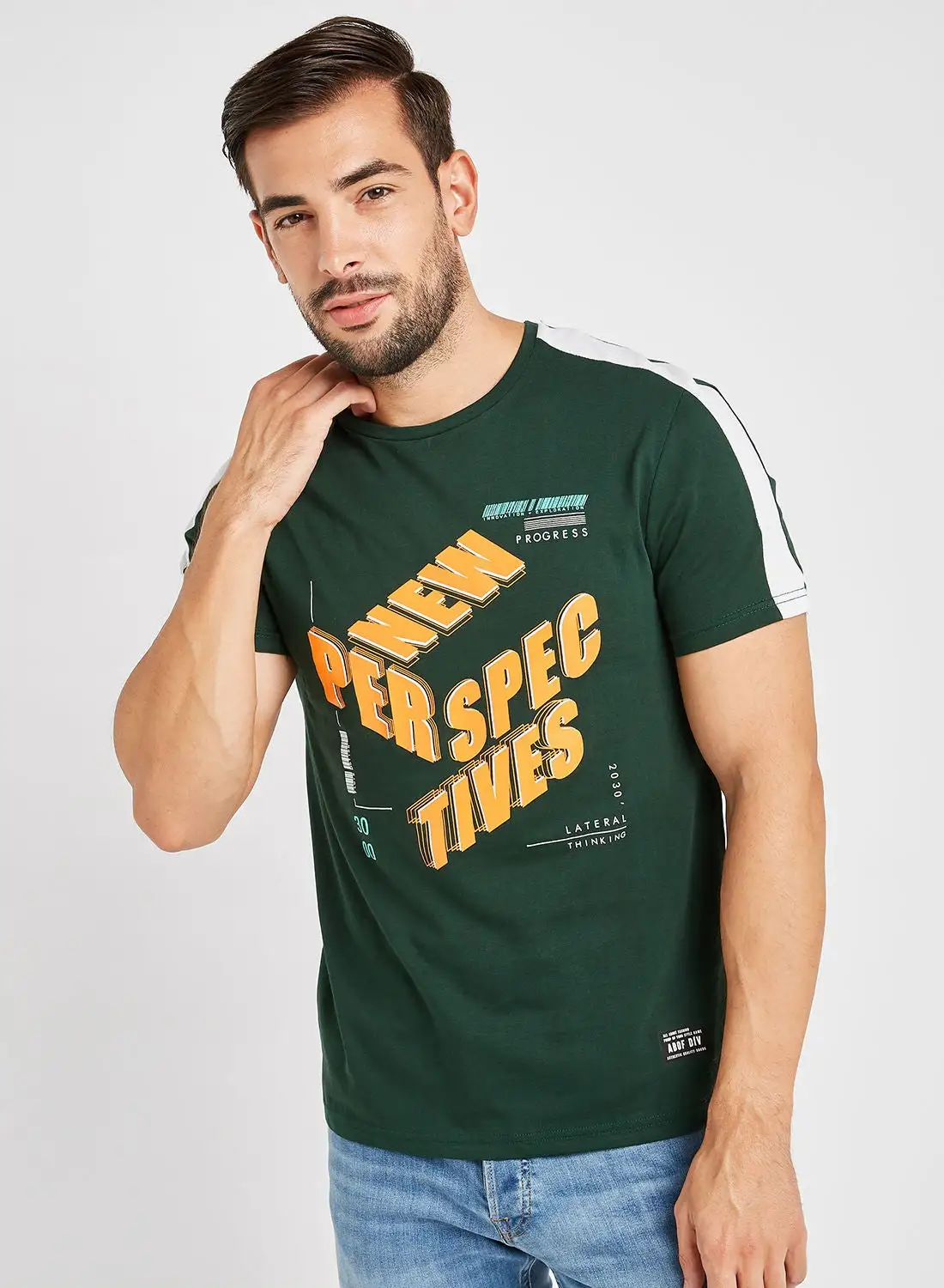 ABOF Font Graphic T-Shirt Forest Green & White