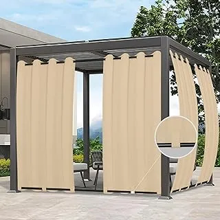 Easy-Going Outdoor Curtains Waterproof Windproof Weatherproof Curtain for Patio, Cabana, Porch, Pergola and Gazebo, Grommet Top and Tab Bottom Drape, 1 Panel, 54x96 inch, Beige