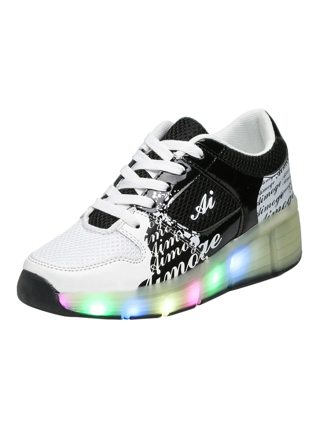 HUSK'SWARE LED Flashing Wheeled Low Top Sneakers Black/White