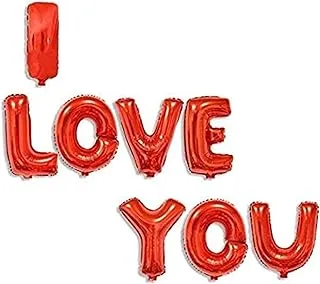 ECVV I Love You Balloon Banner, 16 Inch Foil Letter Valentine’s Day Balloon Sign for Birthday Party Mother’s day Marriage Proposal Wedding Anniversary Party Romantic Decorations & Supplies (Red)