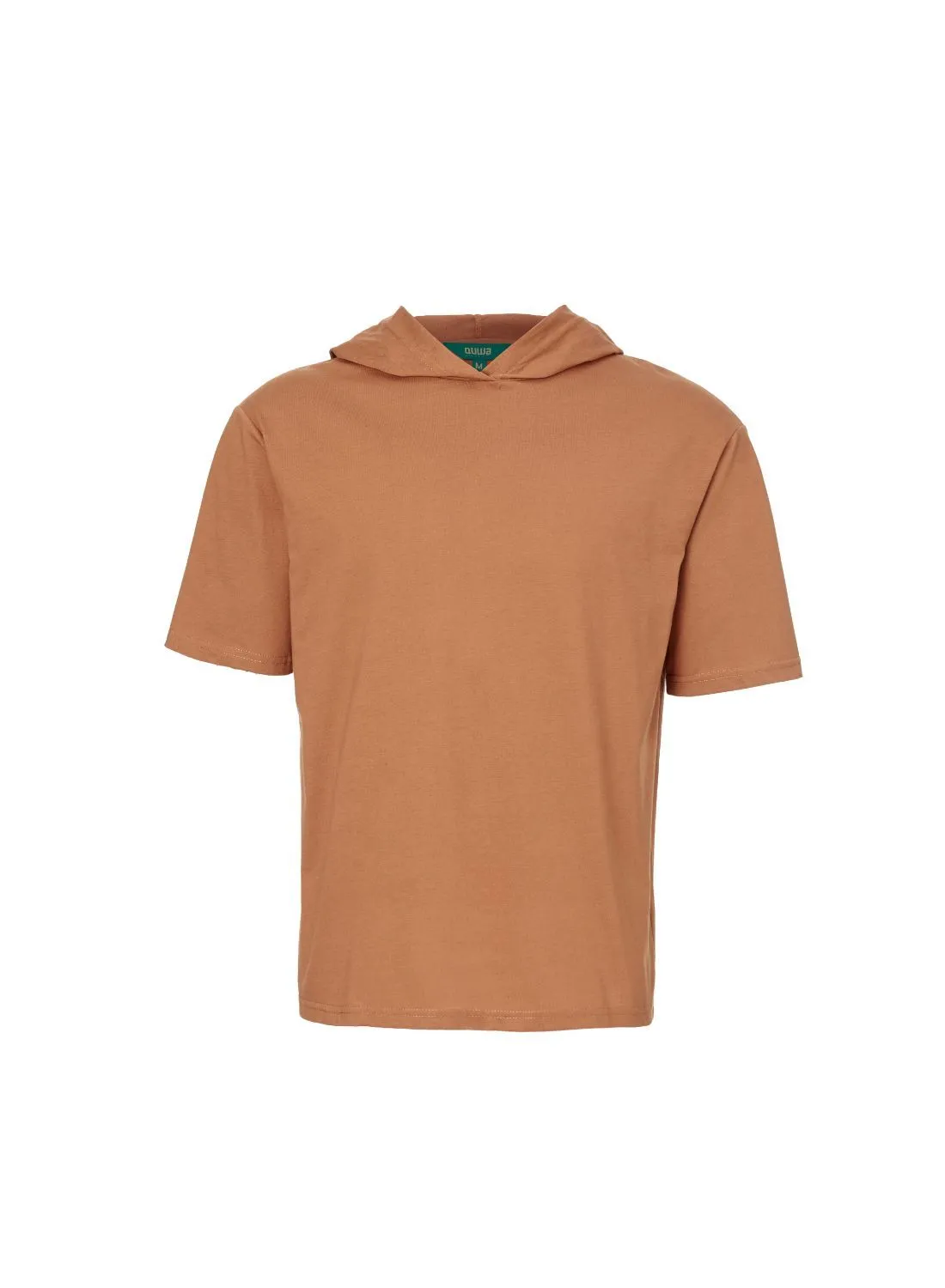 QUWA Casual Trendy T-shirt with Hood and Short Sleeves Khaki