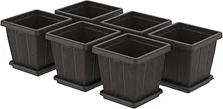 Cosmoplast 30L Cedargrain Square Planter with Tray Set of 6