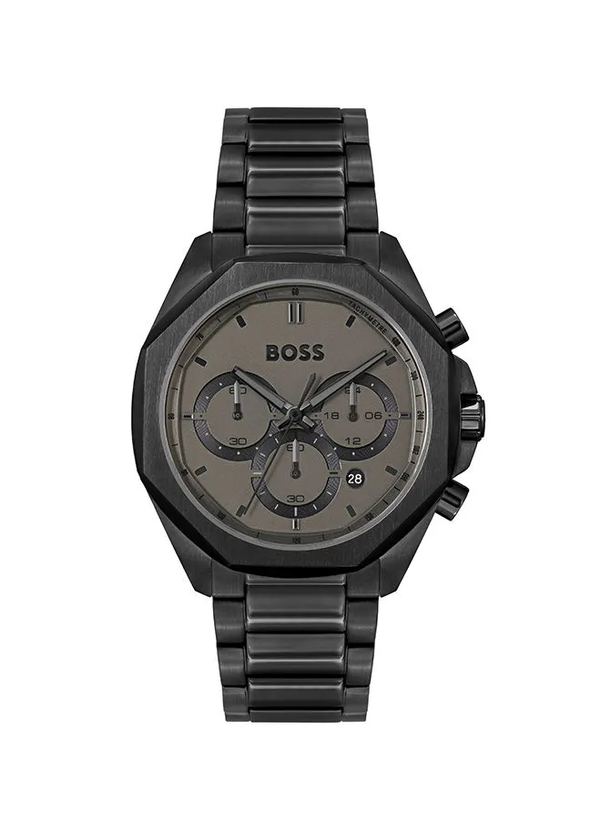 HUGO BOSS Men Chronograph Round Shape Stainless Steel Wrist Watch 44 mm