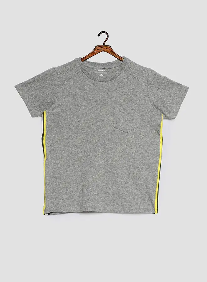 NAME IT Kids Side Stripe T-Shirt Grey Melange