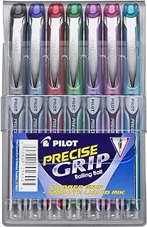 PILOT Precise Grip Liquid Ink Rolling Ball Stick Pens, Extra Fine Point, Assorted Color Inks, 7-Pack Pouch (28864)