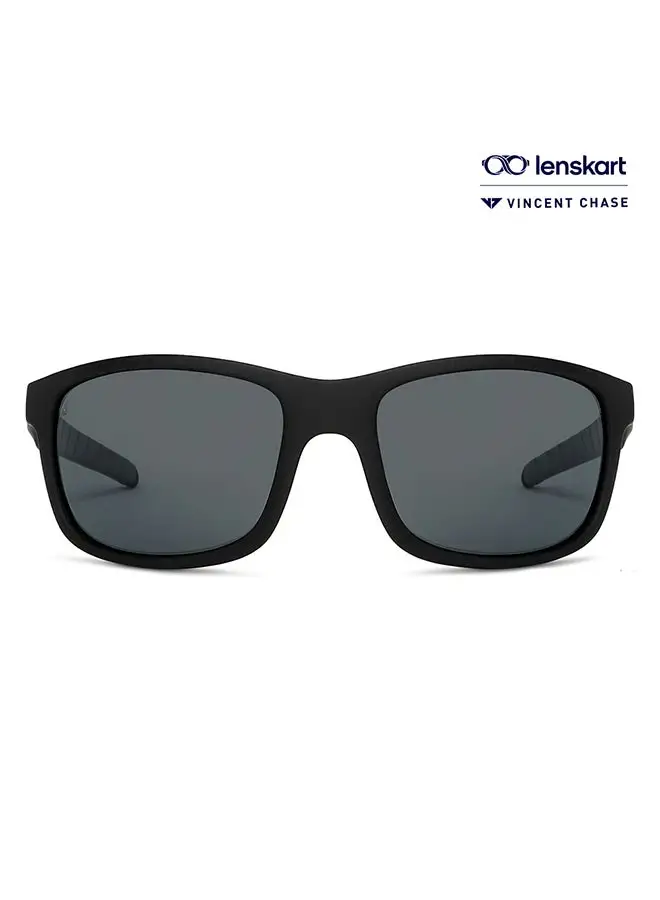 VINCENT CHASE Mirage Full Rim Sport Polarized & UV Protected Sunglasses VC S14116 - Lens Size: 58mm - Black